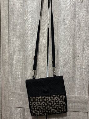 Danny K Tapestry Black and Beige crossbody Multi Purse